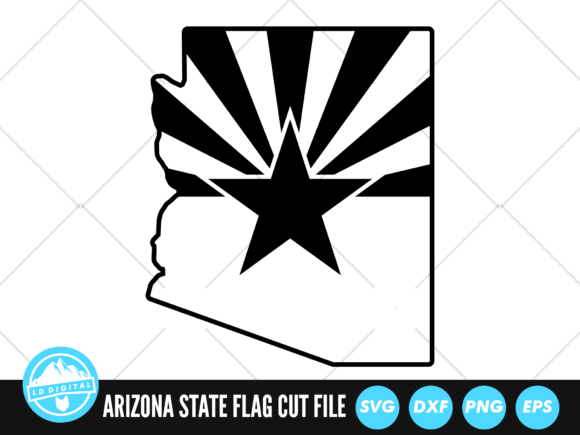 Arizona Map State Outline Flag SVG